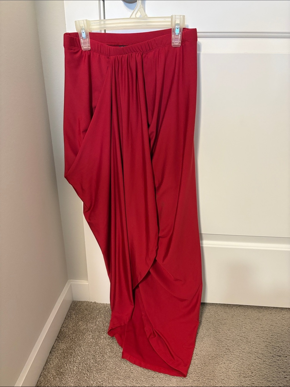SHEIN Red Draped Maxi Skirt with Elastic Waist